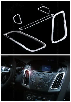 

Chrome 2pcs Interior Air Condition Outlet Vent Cover Trim+ 2pcs Instrument Panel sticker+CD Insert panel Fit for Ford Focus 2012