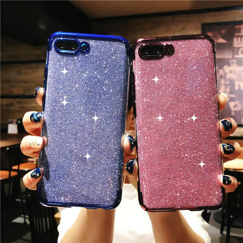 Модный Блестящий чехол из ТПУ для Huawei Honor 10 9 9i 8 7X 7C Y6 Y7 Prime 2018 iphone X 6 6s 7 Plus