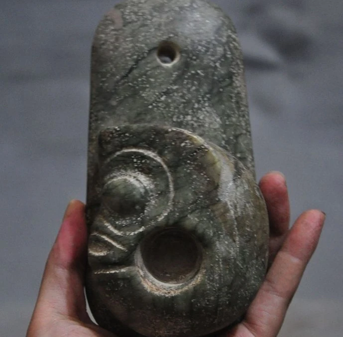 

6"Antiques Chinese Fengshui Hongshan Culture Old Jade carved Dragon fetus Statue