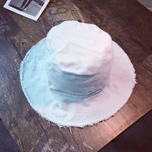 HT1661 Ретро потертые мужские и женские широкие с полями, солнце шляпы Винтажные Унисекс однотонные рыбацкие шапки Упакованные хлопковые Панама шапки