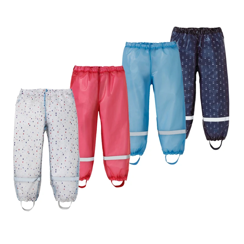 Yuding/детские брюки для маленьких мальчиков и девочек 85-130 см; детские пластиковые водонепроницаемые брюки; детские непромокаемые брюки со светоотражающими полосками