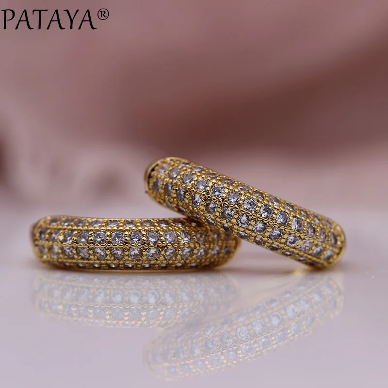 PATAYA, новинка 585, розовое золото, роскошные длинные висячие серьги, белый круглый природный Цирконий, для женщин, благородные, модные, ювелирные изделия, необычные серьги