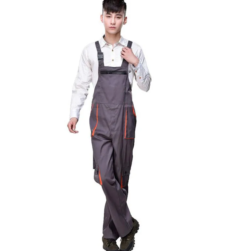 Рабочие брюки на лямках с несколькими карманами, защитные костюмы для инструментов, авторемонт, страхование труда, ремонтник, комбинезон без рукавов DYF001 - Цвет: Medium Grey Overalls