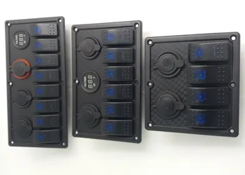 

Waterproof 4 Gang Rocker Switch Panel Electrical Circuit Breaker Marine Boat LED