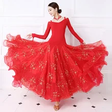 Standard Ballroom Dance Dress Women Tango Flamenco Waltz Dancing Skirt Lady’s Long Sleeve Ballroom Competition Dresses