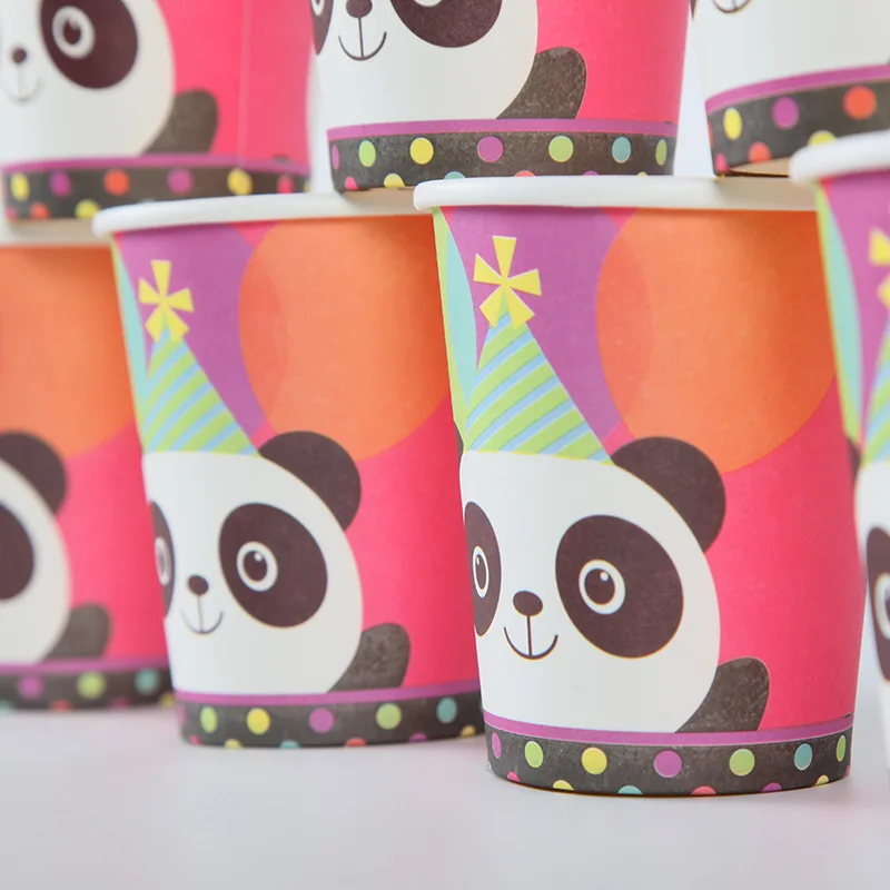 Мультяшная панда Одноразовая бумажная тарелка чашка флаг баннер попкорн коробка Посуда для вечеринки в честь Дня Рождения принадлежности для декора детский душ