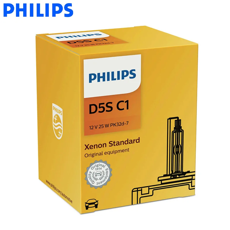 Philips D5S 12410 25W Xenon HID Стандартный головной светильник 4200K яркий белый светильник, авто Оригинальная лампа ECE, 1 шт