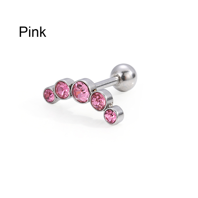 Cartilage Helix Tragus Stud Earrings Ear Nail Stainless Steel Bar Piercing Crystal Body Jewelry Accessories Gifts
