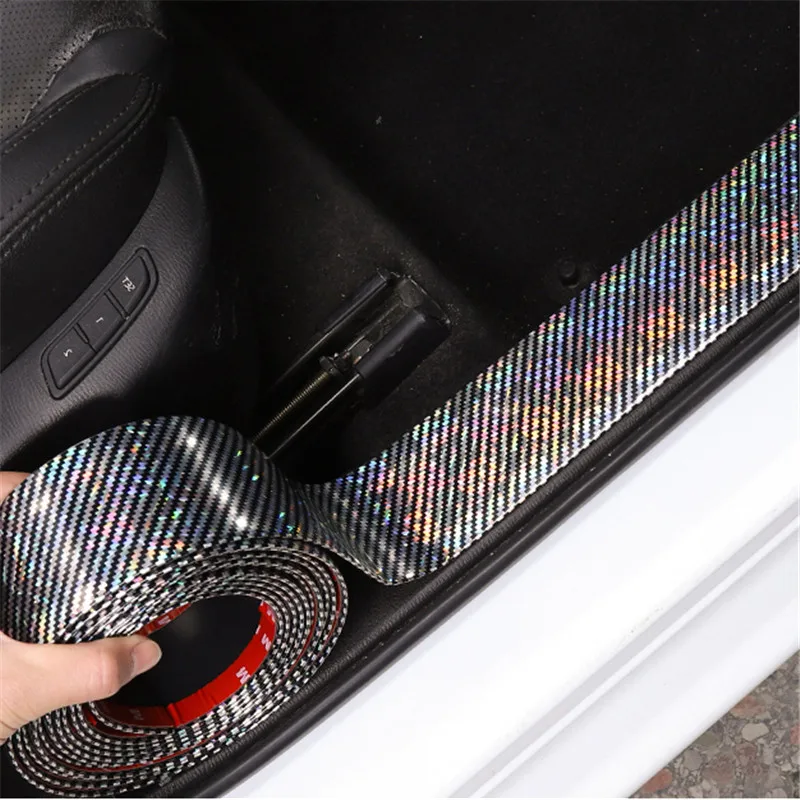 Car Stickers Laser 5D Carbon Fiber Rubber Styling Door Sill Protector Goods For KIA Audi Mazda Ford Hyundai etc Accessories