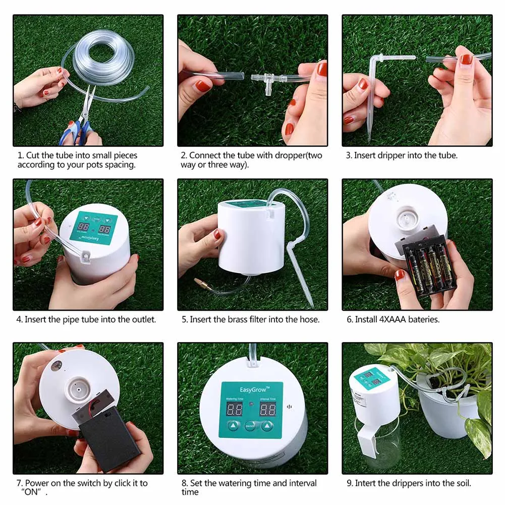 

Garden Plant Drip Irrigation Kit Self Watering System Auto Watering Vacation Watering Timer LO88
