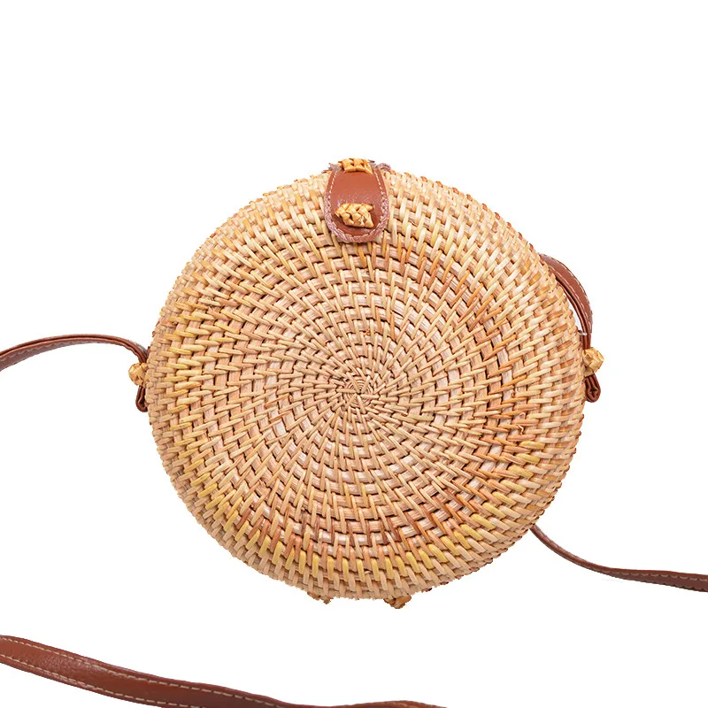 Vintage Handmade Rattan Woven Shoulder Bags PU Leather Straps Bow Hasp Holiday Beach Crossbody Bag Messengers Women Handbag Vintage Handmade Rattan Woven Shoulder Bags PU Leather Straps Bow Hasp Holiday Beach Crossbody Bag Messengers Women Handbag