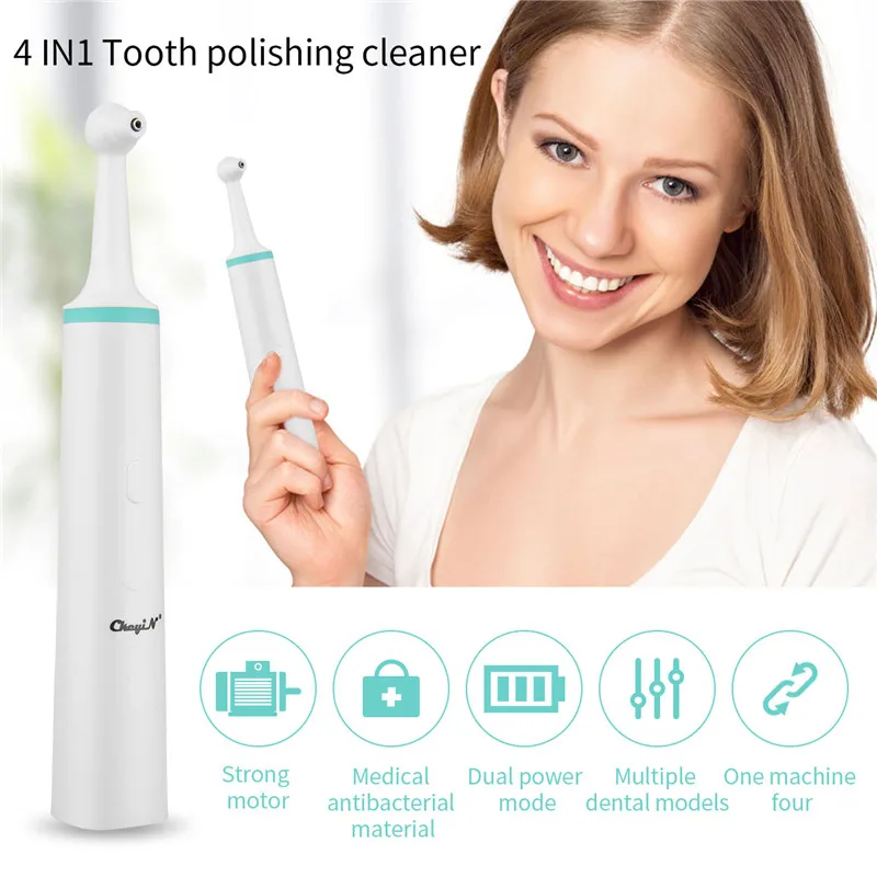 

Multifunction Dental Electric Tooth Polish Cleaner Professional Stain Plaque Remover Sonic Vibration Teeth Whitening Eraser Head