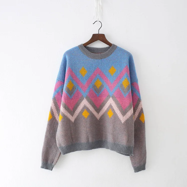 chic Jacquard o-neck pullover sweater mori girl 2018 autumn winter | Женская одежда