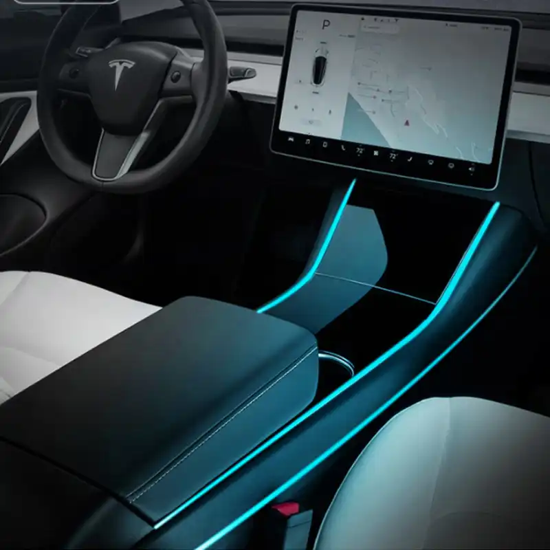 Car Interior Atmosphere Modification Seven Colors Of Ambient Light Modification In Control Accessories For Tesla Model 3