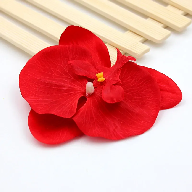 5 шт./лот Искусственный шелк цветок бабочка Орхидея роза Венок имитация каллы цветок одежда Свадебная шляпа украшение цветок - Цвет: red