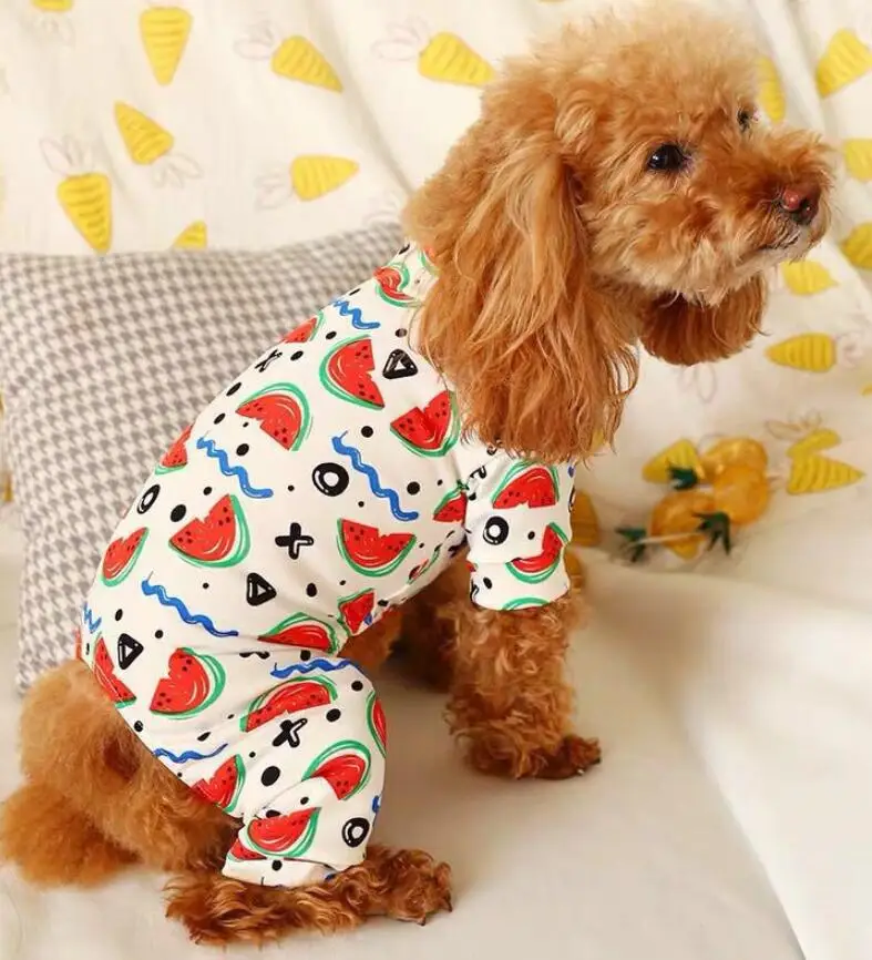 Весенне летние пижамы для собак дышащая одежда любимца Мишка Bichon комбинезон
