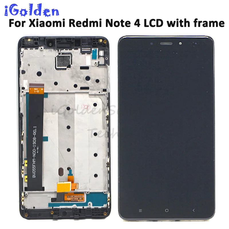 ЖК дисплей с рамкой для Xiaomi Redmi Note 4 MediaTek Полная сенсорная панель note4 дигитайзер