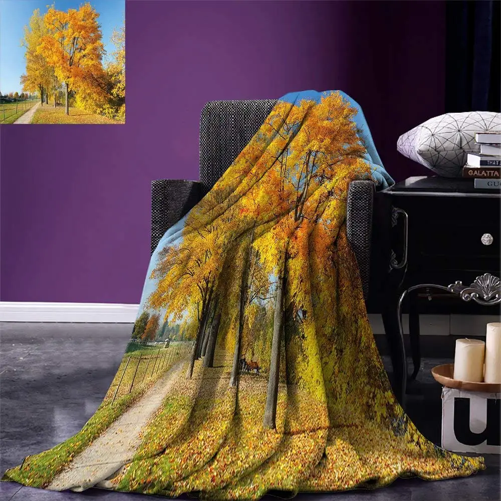 Fall Throw Blanket Maple Trees in the Rural Countryside Natural