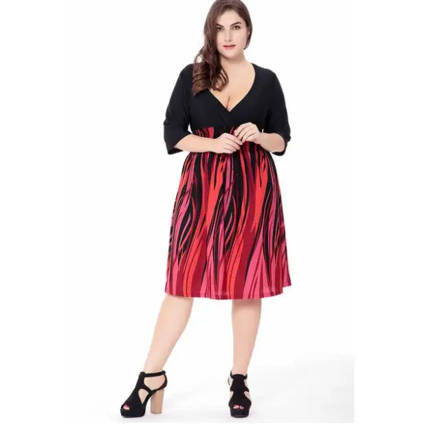 

Office Plus Size Women Clothing 2019 Summer Dress Big Size 6XL Women Dress 5XL Dress V-neck Half sleeve Party Dresses Vestidos