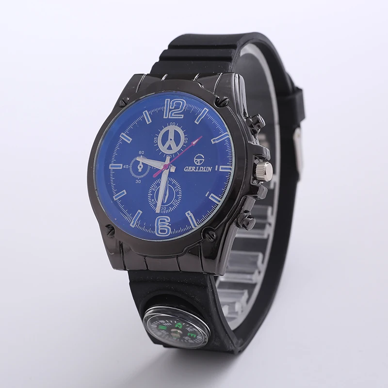 

Large dial Men Quartz Watch Army Soldier Military Rubber Compass Fabric Analog Wristwatches Sports Clock relogio masculino G90