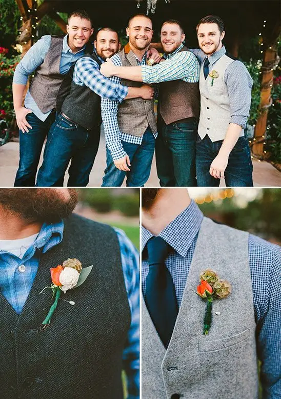 Rustic Wedding Mens Vests Outerwear Tweed Groomsmens Vests
