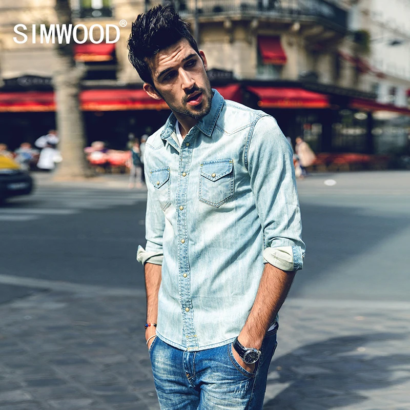 light blue colour denim shirt