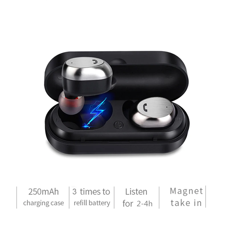 

KAYINUO M9 TWS Bluetooth Headset Wireless Earbud Metal Charge Case Mini Stereo Music Bluetooth Earphone with Mic for Phone