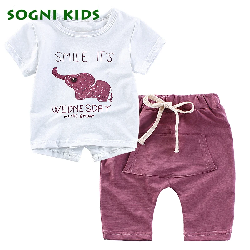 Clearance Summer Toddler boy clothing sets cotton cartoon elephant