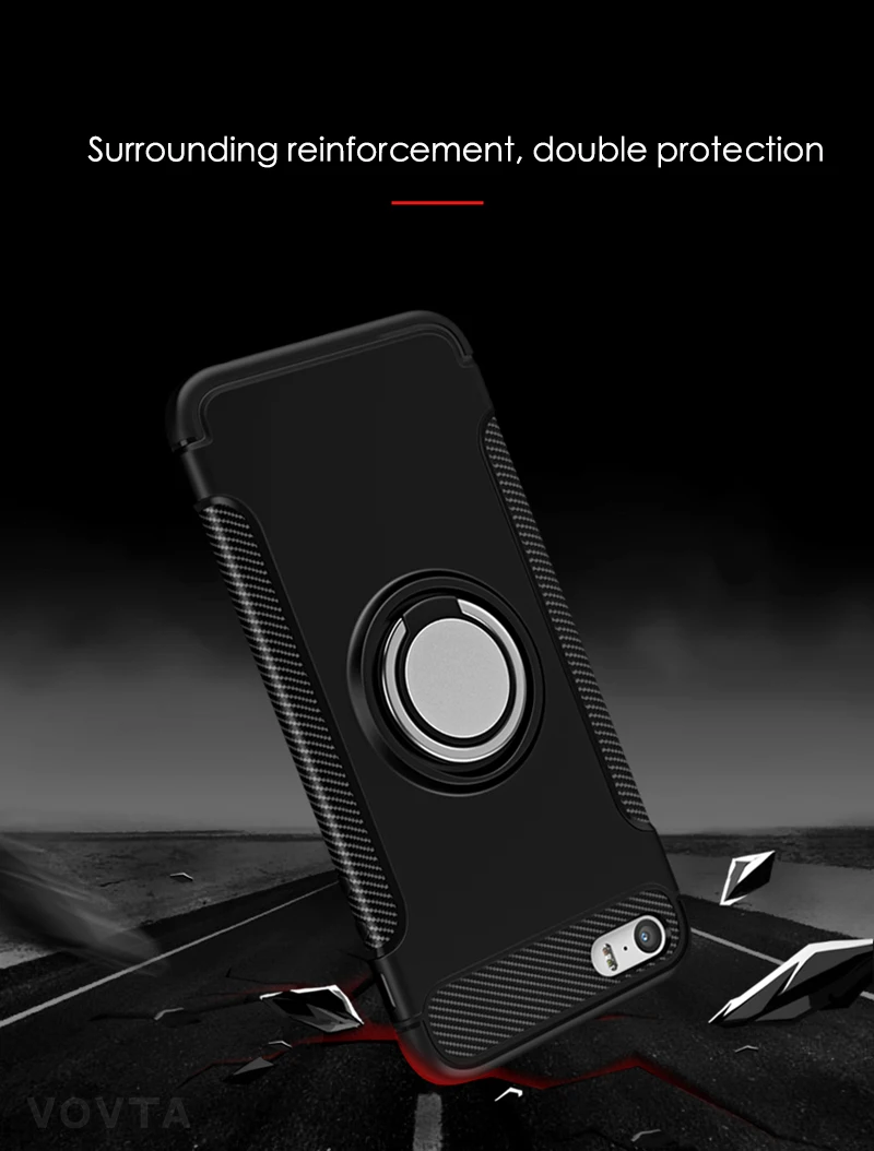 VOVTA Luxury Anti-knock case for iPhone 5 5s SE  Metal Ring Bracket case Shockproof Rugged Armor Phone Cover for iPhone5 5S SE14