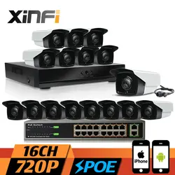 Xinfi 16ch POE Системы Скрытого видеонаблюдения HDMI NVR сети видео Регистраторы 16 портов PoE коммутатор 720 P безопасности POE Камера Системы CCTV комплект