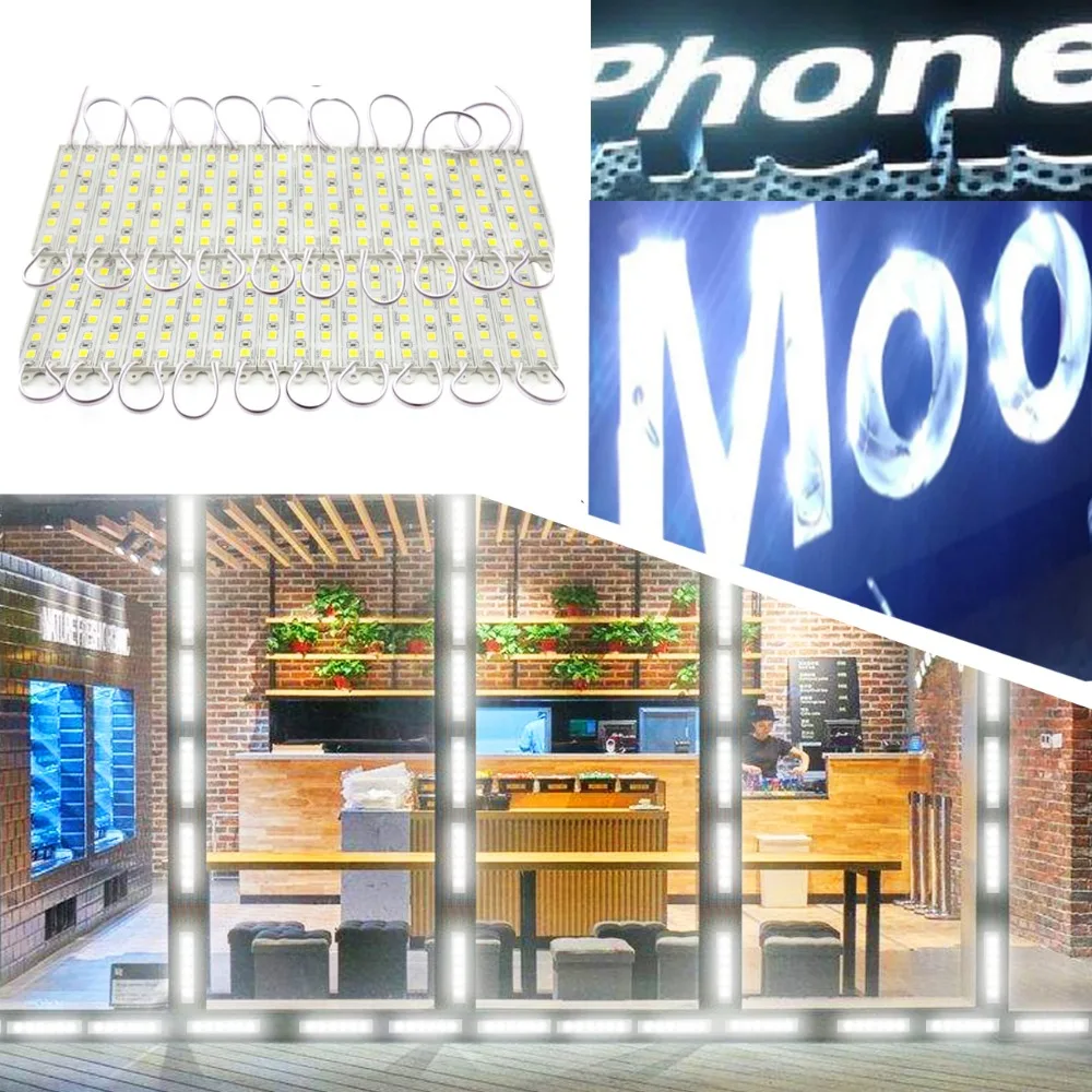 

20-100PCS Super Bright LED Module SMD 5054 White Color Light 6LEDs DC12V Waterproof Advertisement Design LED Modules Strip Light