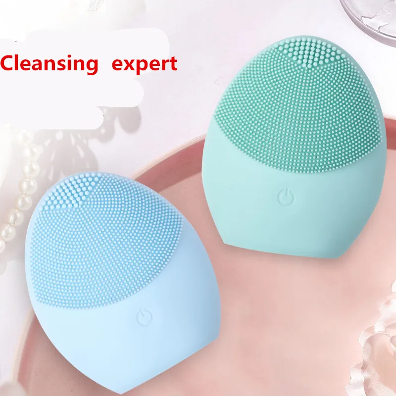 

Mini Facial Cleansing Instrument Soft Silicone Brush Face Skin Beauty Care Vibration Deep Face Cleaning Two Sides Use Waterproof