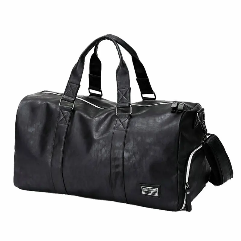 Mens Gym Bag With Compartment For Shoes Women Travel Leather Bag Black PU Waterproof Bag Camping Outdoor Training Shoulder Bags Mens Gym Bag With Compartment For Shoes Women Travel Leather Bag Black PU Waterproof Bag Camping Outdoor Training Shoulder Bags