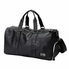Mens Gym Bag With Compartment For Shoes Women Travel Leather Bag Black PU Waterproof Bag Camping Outdoor Training Shoulder Bags