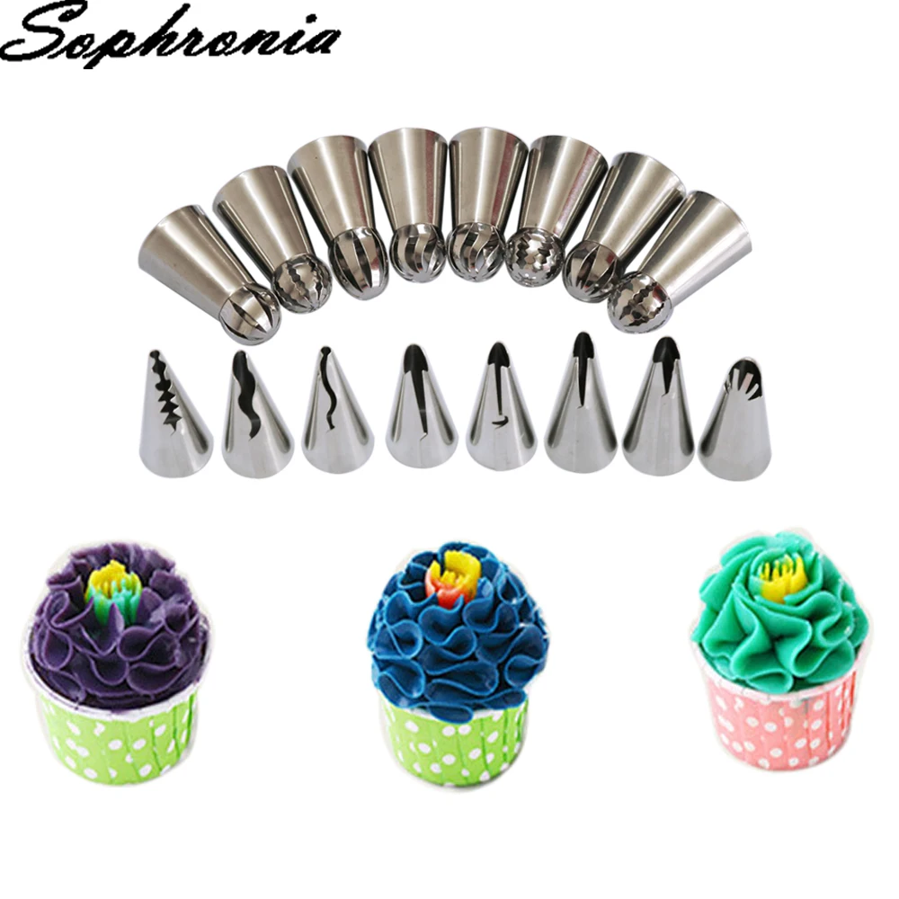 

Sophronia 19pcs/set Nozzles Pastry Icing Cream Piping Tips Pastry Bag Converter Baking Pastry Cake Decorating Tools CS009