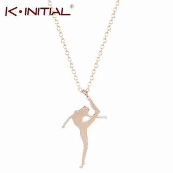 Kinitial 30Pcs Gold Silver Plated Dance Girl Necklaces Ballet Dance Necklace Pendant Women Jewelry Girl Swing Collar Choker