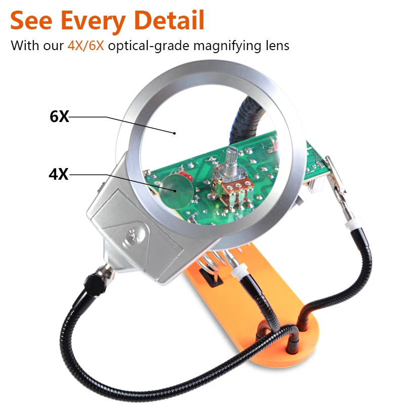 Паяльная подставка Мути помощь третьей руки инструмент с гибкими рукоятками для печатной платы 360 градусов Крокодил Зажимы светодиодный светильник увеличительное