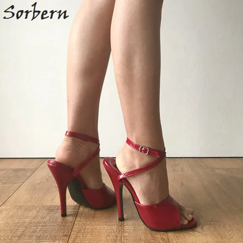 Sorbern/бордовые сандалии-босоножки с ремешком на лодыжке; обувь на высоком каблуке 12 см; Ciber Monday; красивые вечерние босоножки красного цвета на каблуке 16 лет