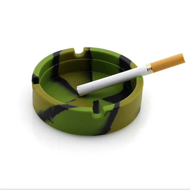 Camouflage Silicone Rubber Ashtray Portable Soft Round Ecological Smoke