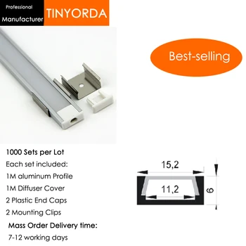 

Tinyorda 1000Pcs (1M Length) Led Alu Profile Led Channel Profil for 11mm LED Strip Light 1M LED Profile Alu Profile channel
