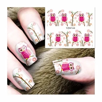 YZWLE 1 Sheet Owl Designs DIY Decals Nails Art Water Transfer Printing Stickers For Nails Salon 144