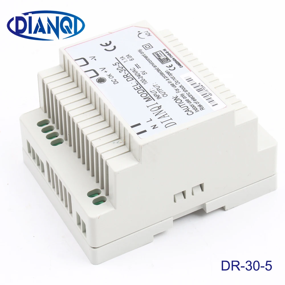 

DIANQI Din rail power supply 30w 5V power suply 5v 30w ac dc converter dr-30-5 good quality