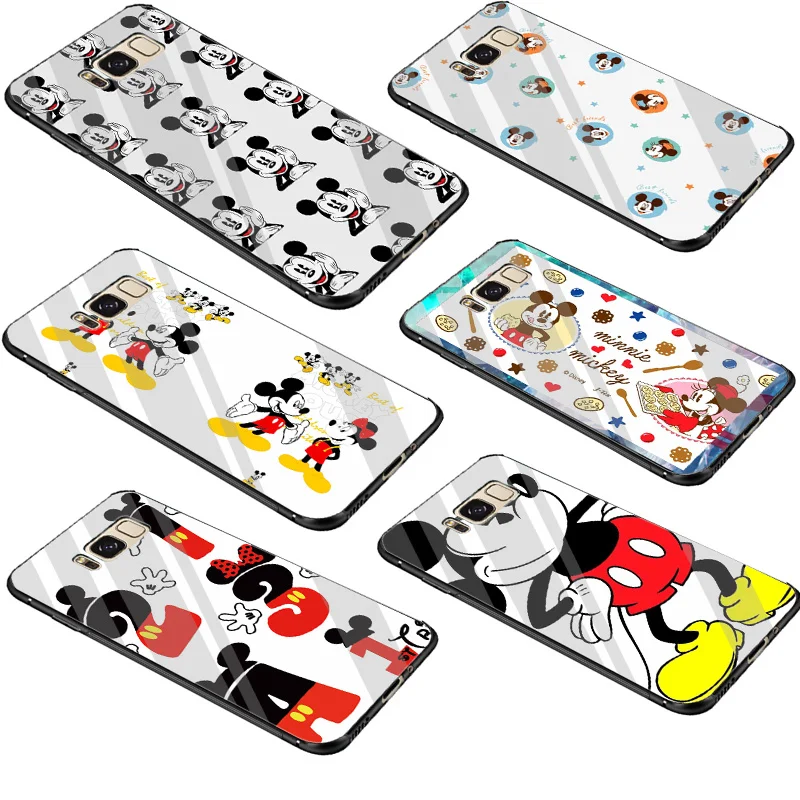 

Gerleek Glass DIY Mickey Mouse Ears Case Cover For Samsung A10 A20 A30 A40 A50 A60 A70 S7 Edge S8 S9 Plus S10 Note 8 9