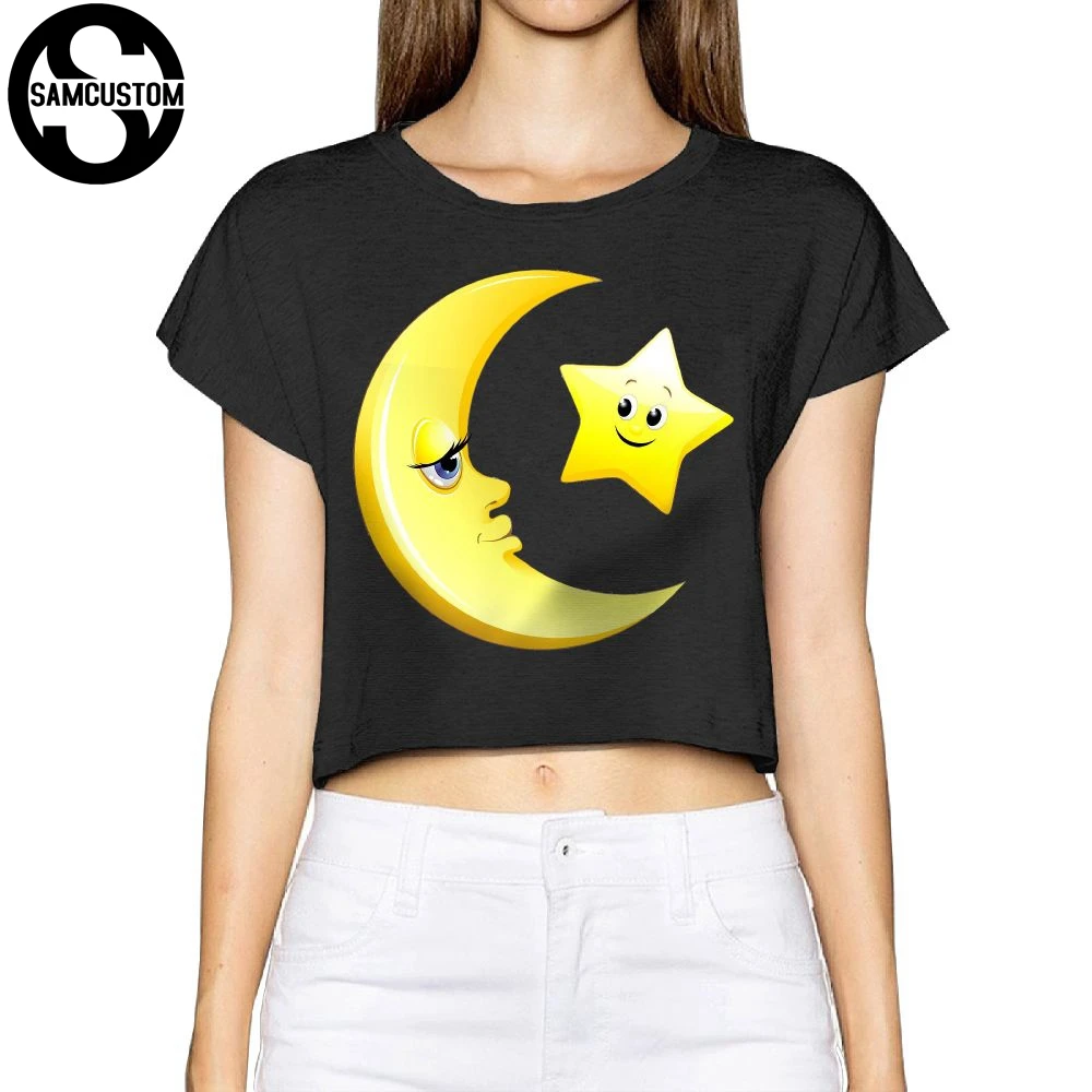 SAMCUSTOM Camisetas настоящий короткий 3D принт луна и звезды Летняя модная уличная
