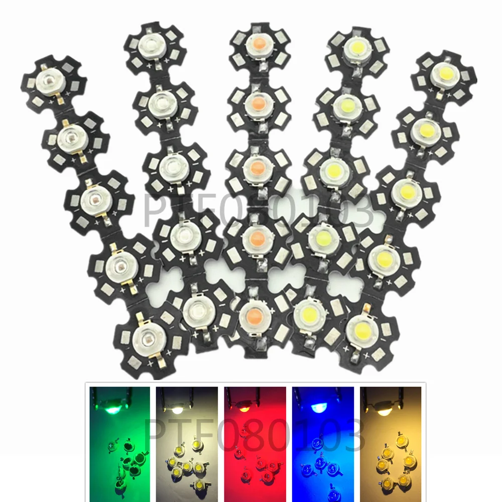 10 шт. 1 Вт 3 Вт Высокая мощность СВЕТОДИОДНЫЙ полный спектр белый теплый белый зеленый синий темно-красный 660nm Королевский Синий ИК УФ с 20 мм черная звезда PCB