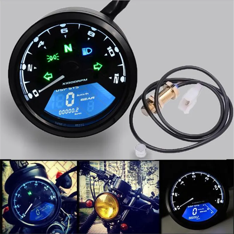 

WUPP Motorcycle Lcd Backlight Digital 3 Cylinder Tachometer, Motorcycle Digital Tachometer Can Be Visibled At Night