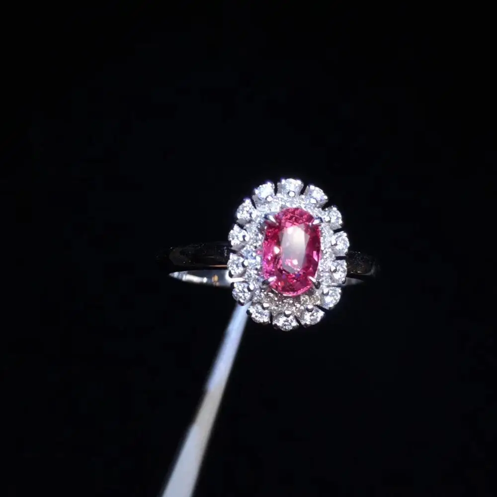 Сапфировое Кольцо 1.04ct Настоящее чистое 18 K природный розовый сапфир padpardscha