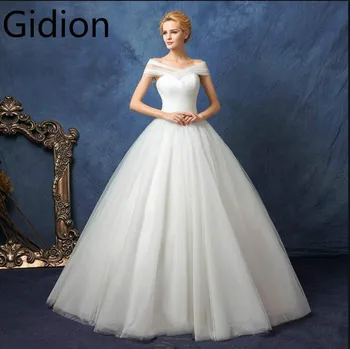 

Vestido De Novia cheap ball gown wedding dress 2017 sexy off the shoulder pleated plus size bride dress best selling 2017