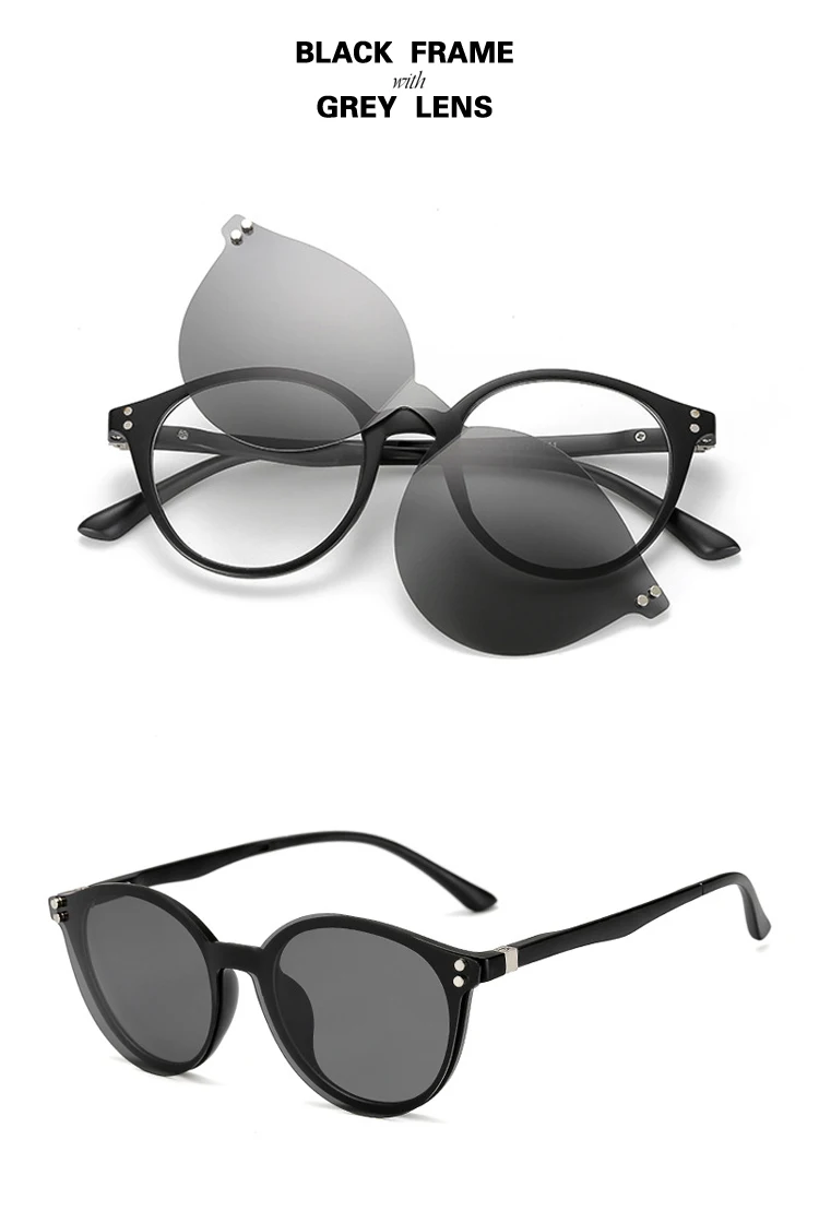 Бренд TR90 гибкие очки ретро женские клипсы поляризационные стекло на магните Для мужчин зеркало солнцезащитные очки оправы для очков круглый