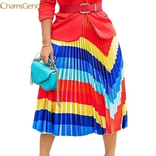 Женские плиссированные юбки с высокой талией в стиле граффити, Женская плиссированная юбка средней длины, юбки средней длины для женщин на лето, эластичная талия